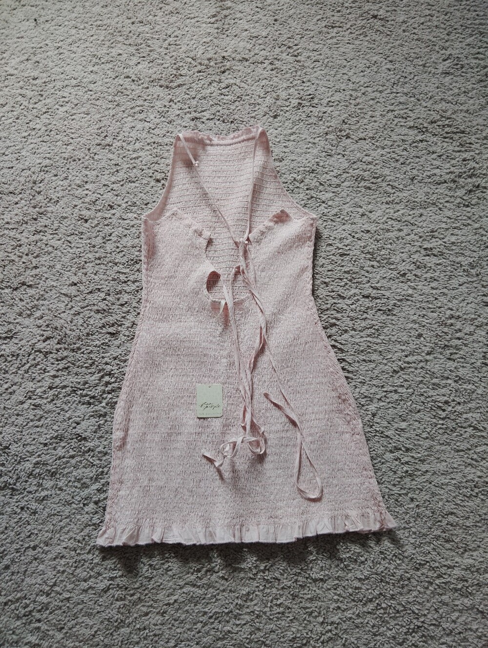 Free People Light Pink Rib Halter Mini Dress - Picture 3 of 8
